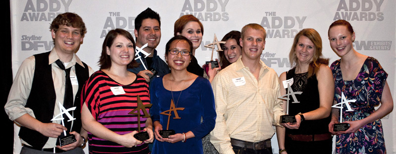 TAI Addy winning students - Back row L to R: Matt Villanueva, Kellyn Dunn, Megan Lee - Front row L to R: Chris Vandersall, Samantha Roppolo, Monika Hoang, Jordan Spencer, Christi Parrott, Adrian Hilliard
